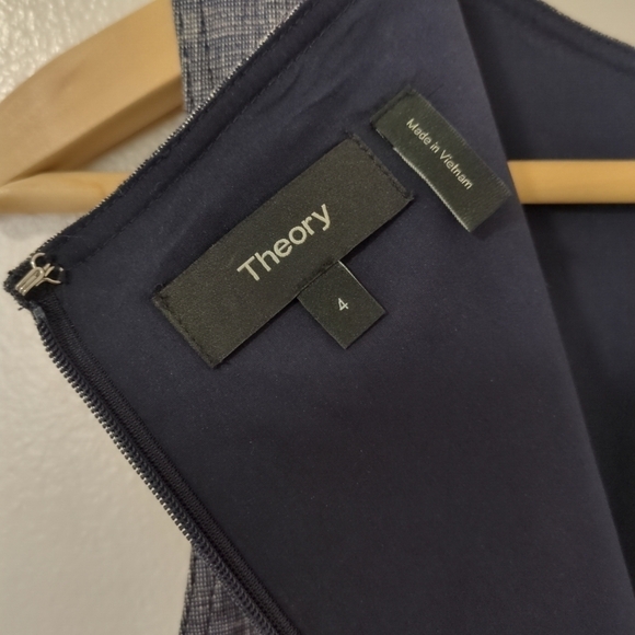 Theory Navy Linen Mod Shift Dress With Oversized Pockets, Size 4, EUC - Picture 4 of 4